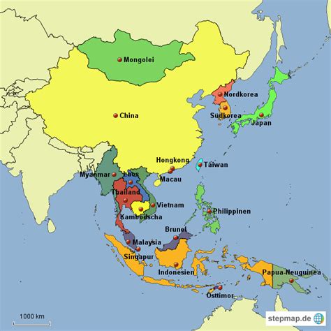 Stepmap Ost Und Südostasien Landkarte Für Asien