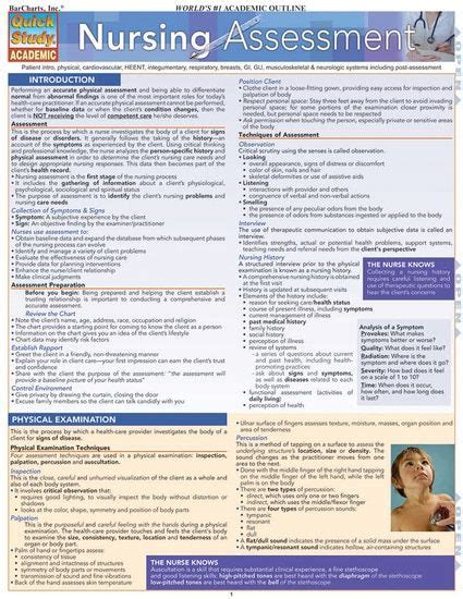 Quickstudy Nursing Assessment Laminated Study Guide Nursing