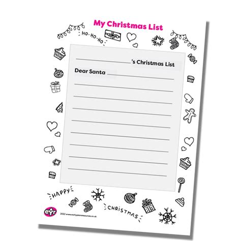 My Christmas List Downloadables From Early Years Resources Uk