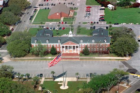 Aerial Shot Of Recruit Depot Headquarters Building At Marine Corps