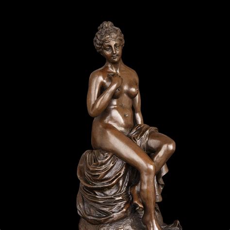 ATLIE BRONZES Pure Bronze Sculpture Western Nude Fat Lady Sitting Woman Figurines Erotic Statues