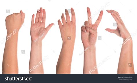 Set Womans Hand Measuring Invisible Items Stock Photo 1504879586