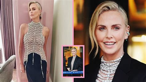 She Is Stunning Charlize Theron In Pearl Embossed Top Attending