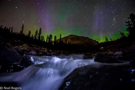 Aurora Over Rocky Mountains Canmore Alberta Northern