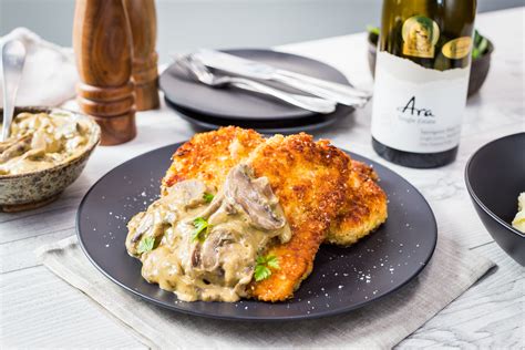 They key to good schnitzel is pounding the chicken evenly to ensure that the meat is well tenderized and there are no thick if you made this recipe, let us know how it came out in the comments below! Chicken Schnitzel with Mushroom Sauce Recipe | Fresh ...