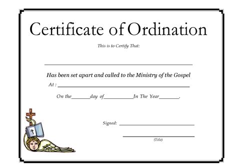 Free Minister Ordination Certificate Template Printable Templates