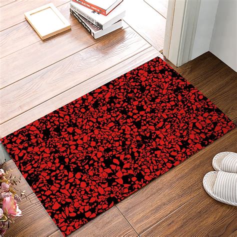 Consider the simple black and white bathroom. Black And Red Floral Pattern Door Mats Kitchen Floor Bath ...