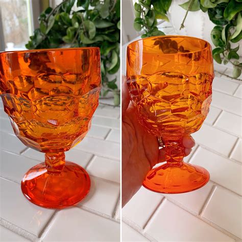 Orange Viking Glass Goblet Viking Glass Vintage Goblets Colored Glassware