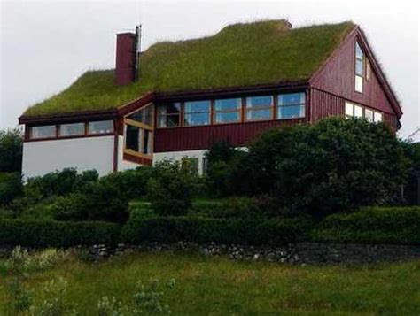 House With Sloped Green Roof And Chimney Modern House Design Improved