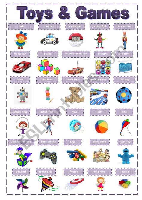Toys And Games Pictionary Esl Worksheet By Renataprochazkova