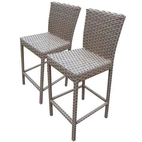 Bowery Hill 30 Transitional Her Wicker Patio Bar Stool In Gray Set Of