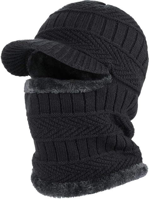 Tagvo Winter Knit Balaclava Beanie Hat With Flexible Neck Warmer Unisex Windproof Warm Ski Face