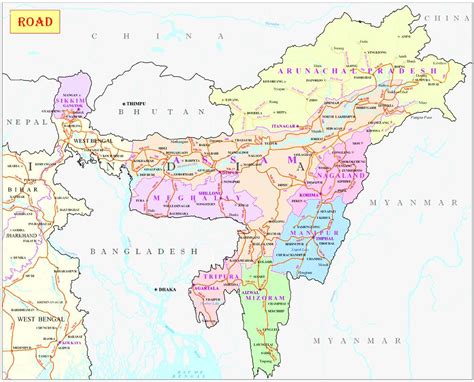 North East India Road Map Road Map Of Northeast India