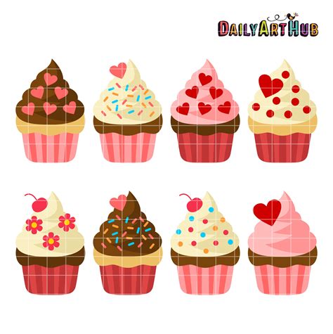 Valentine Cupcakes Clip Art Set Daily Art Hub Free Clip Art Everyday