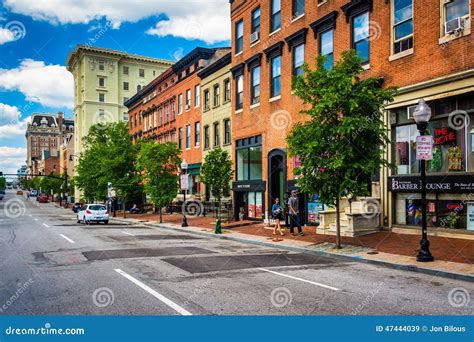 Buildings Along Charles Street In Baltimore Maryland Editorial Stock
