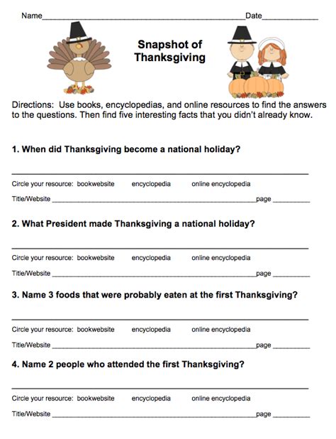 Free Thanksgiving Research Scavenger Hunt Thanksgiving Worksheets