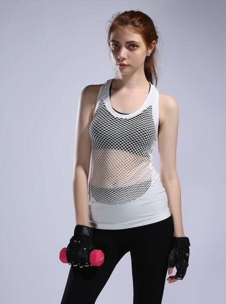 Sexy See Through Women Running Vest Elastic Breathable Fitness