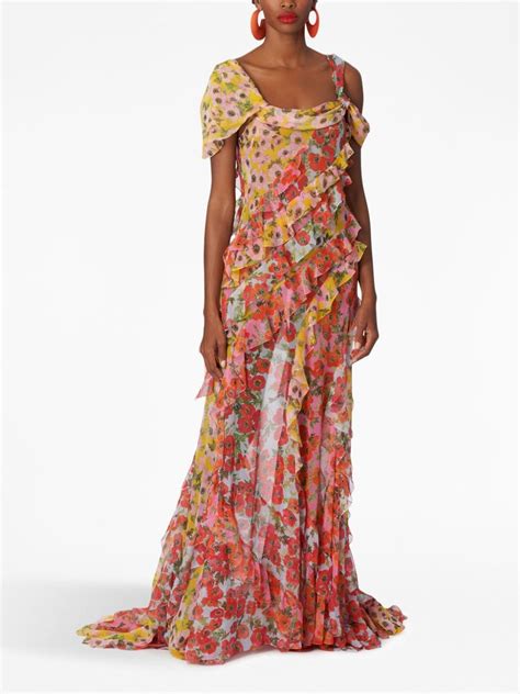 Carolina Herrera Floral Print Silk Maxi Dress Farfetch