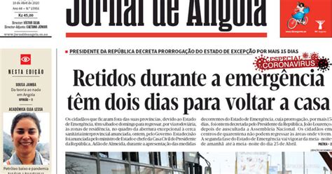 Capa Jornal De Angola De 2020 04 10