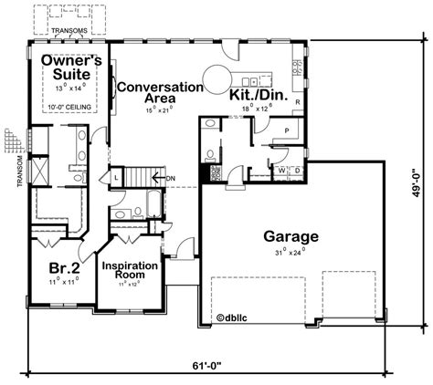 Ranch Style House Plan 3 Beds 25 Baths 1750 Sqft Plan 20 2297