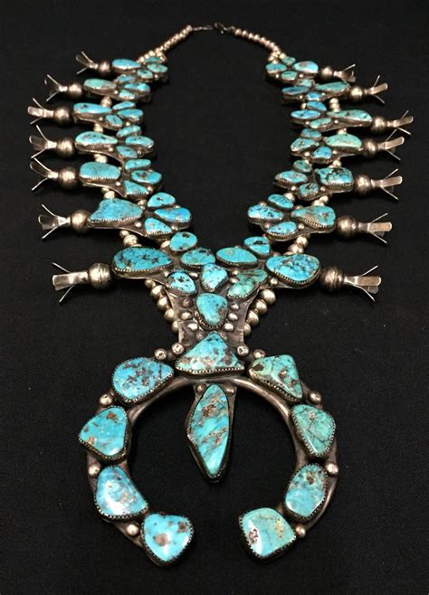 Beautiful Vintage Squash Blossom Necklace Antique Turquoise Jewelry