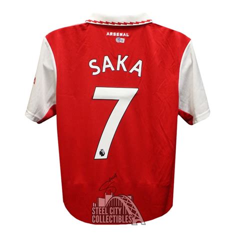 Bukayo Saka Autographed Arsenal Red Soccer Jersey Bas Steel City