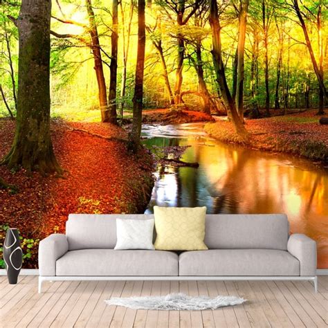 🥇 Wall Mural Sunset In The Forest In Autumn 🥇