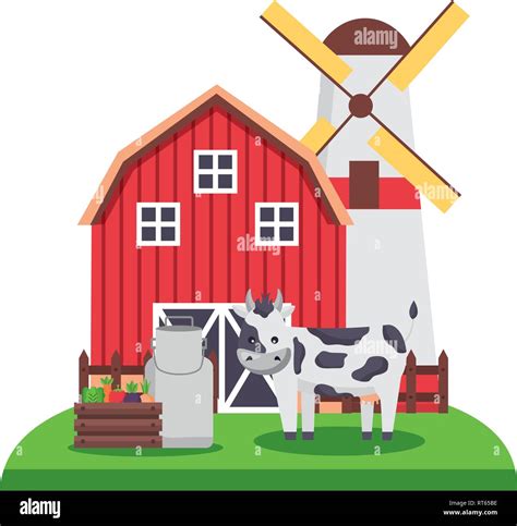 Barn Windmill House Farm Stock Vector Image And Art Alamy