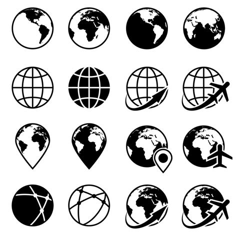 Vector Black Earth Globe Icons By Microvector Thehungryjpeg