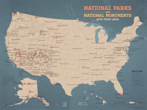Us National Parks And National Monuments Map 18x24 Poster Best Maps Ever