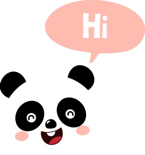 Cartoon Panda Saying Hi Kids Bedroom Wall Sticker Tenstickers