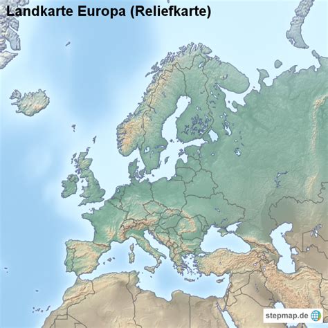 StepMap Landkarte Europa Reliefkarte Landkarte für Europa