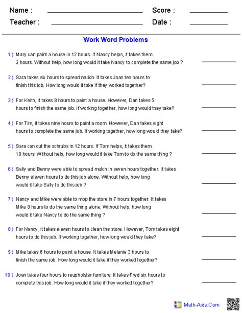How to work word problems in algebra: Algebra 1 Worksheets | Word Problems Worksheets