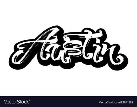 Austin Sticker Modern Calligraphy Hand Lettering Vector Image