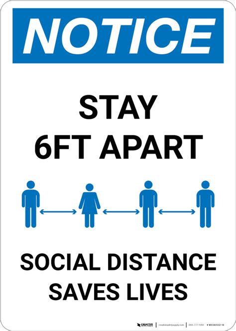 Notice Social Distancing Saves Lives Ansi Portrait Wall Sign