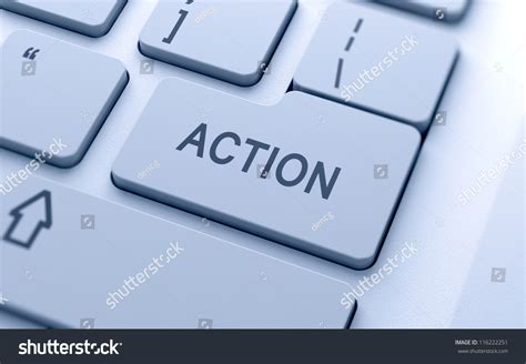 Action Button On Keyboard With Soft Focus Stock Photo 116222251