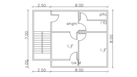 10x8 Meter House Floor Plan Cad Dwg File Cadbull