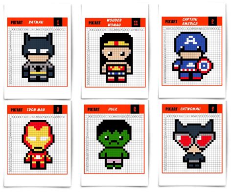 Facile ou difficile pour enfant comme pour les adultes Les super-héros débarquent en Pixel Art - Un jour un jeu