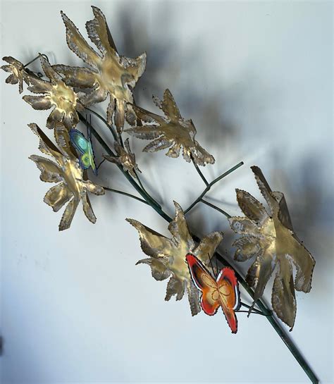 Curtis Jeré Steel And Brass Butterfly Branch Wall Sculpture For Artisan