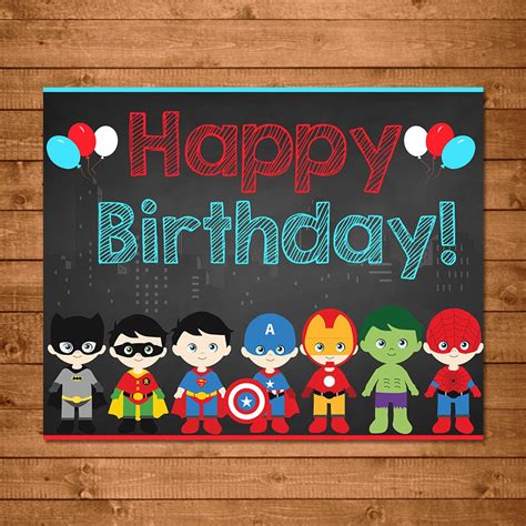 Superhero Birthday Sign Chalkboard Superhero Party Sign