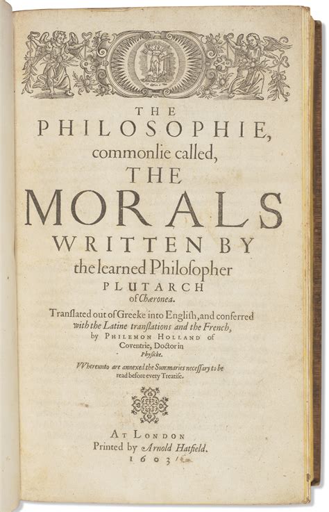Plutarchs Moralia Translated By Philemon Holland 1603 Christies