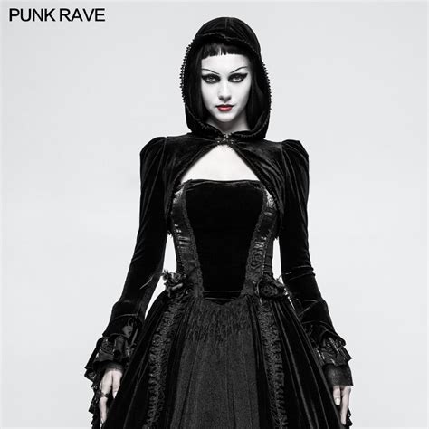 2018 Punk Rave Black Gothic Dieselpunk Women Sexy Velet Thick Short