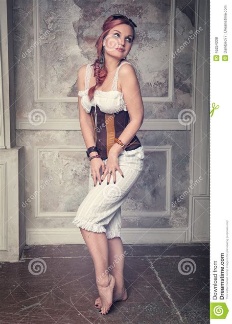 Beautiful Steampunk Woman Posing Stock Photo Image 45254038