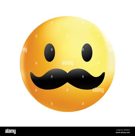 High Quality Emoticon On White Background Yellow Face With Mustaches