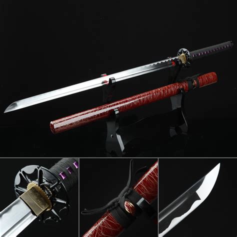 Handmade Straight Black Katana Real Japanese Ninja Samurai Swords With 2a0
