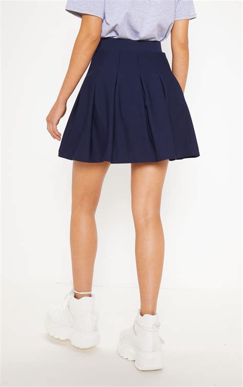 Navy Pleated Tennis Skirt Skirts Prettylittlething