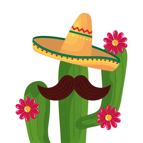 Isolated Mexican Cactus With Hat And Mustache Vector Design 4832139