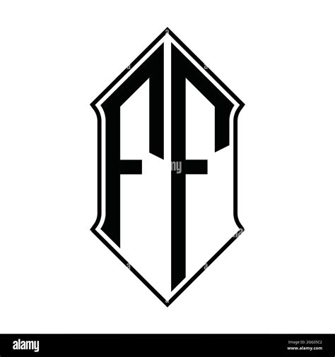 Ff Logo Monogram With Shieldshape And Black Outline Design Template