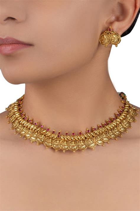 Buy Mortantra Temple Choker Jewellery Set Online Aza Fashions