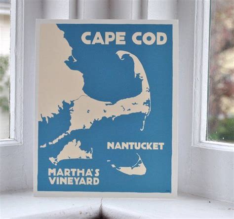 Cape Cod Marthas Vineyard And Nantucket Map Art Print Etsy